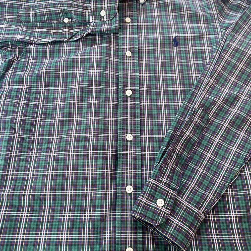 Polo Ralph Lauren Custom Fit Men's Green Plaid Button-Down Size Small Shirt - Picture 3 of 5